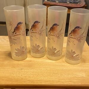 Set of Four Bird Design Glasses